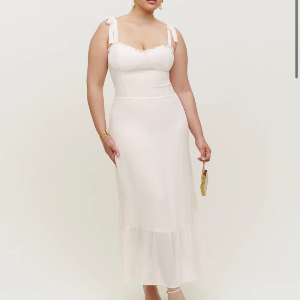 Excellent Condition Reformation Nikita Midi Dress in Ivory
